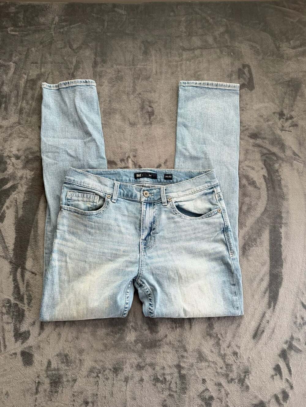 BKE AEC Mens Light Wash Straight Leg Jeans Size 34x32